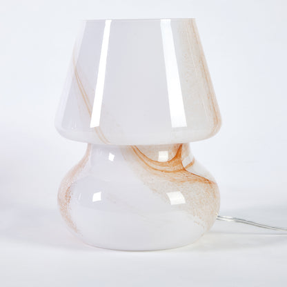 (2 Pack)  Brown Marble Glass Mushroom Lamp, 10" H X 7.5" W, Plug In