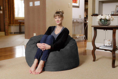 Memory Foam Bean Bag Chair, 3-Feet, Charcoal Micro Suede