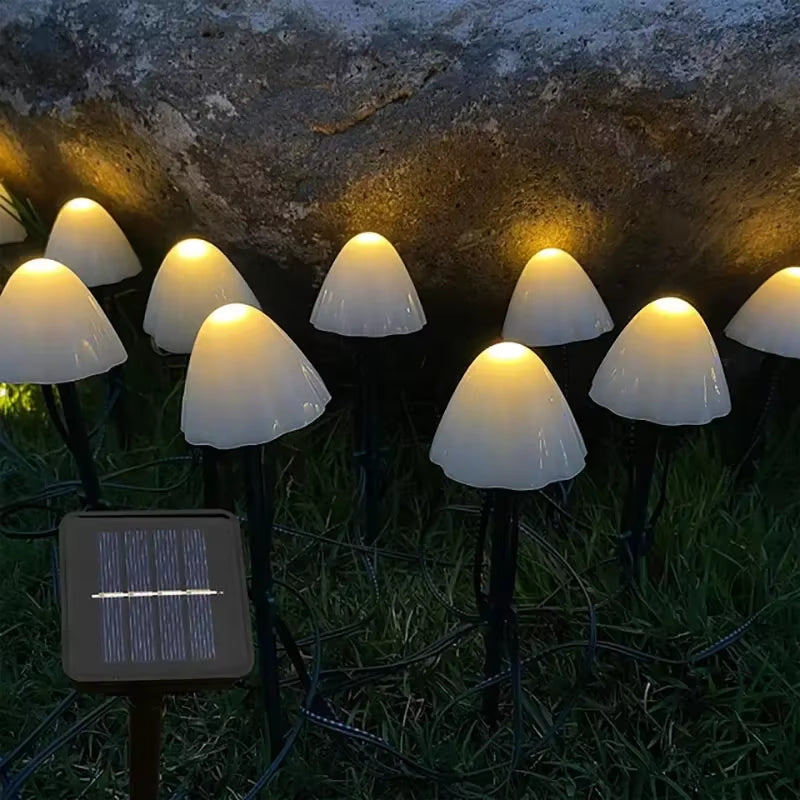 Solar Mushroom String Lights 8 Modes LED Fairy Light Outdoor IP65 Waterproof Lawn Lights Smart Photosensitive Landscape Light
