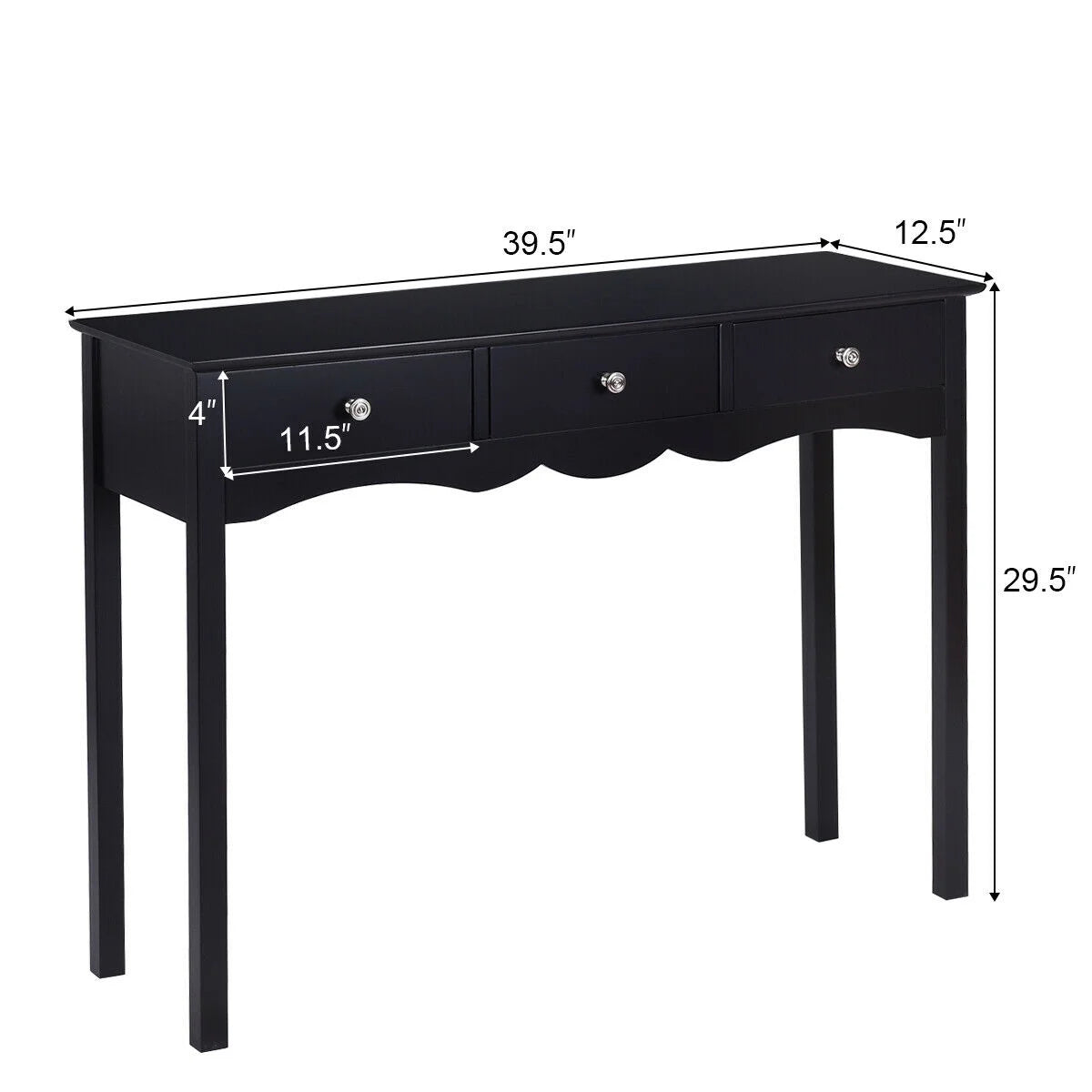Console Table Hall Table Side Table Desk Accent Table 3 Drawers Entryway Black