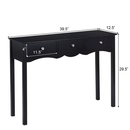 Console Table Hall Table Side Table Desk Accent Table 3 Drawers Entryway Black