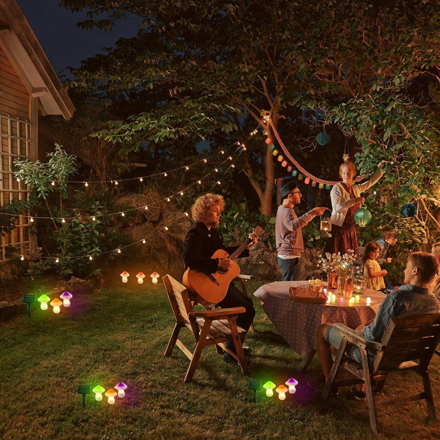 Outdoor Solar Garden Mushroom Lights - Mushroom Solar Lights Garden Stake Led Light Night Flashing Mushrooms Lamp Decor Backyard Path Lights（1-Pack of 3 Orange Mushroom Lights