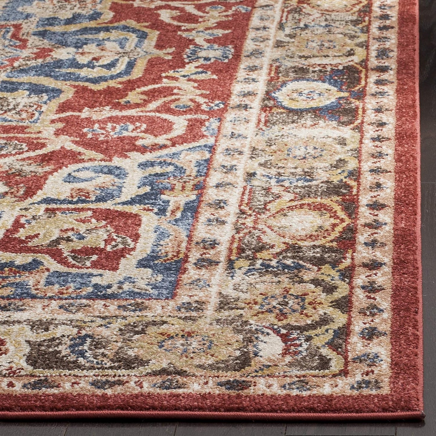 Bijar Collection 2'3" X 6' Red / Royal BIJ605R Traditional Oriental Distressed Non-Shedding Living Room Entryway Foyer Hallway Bedroom Runner Rug