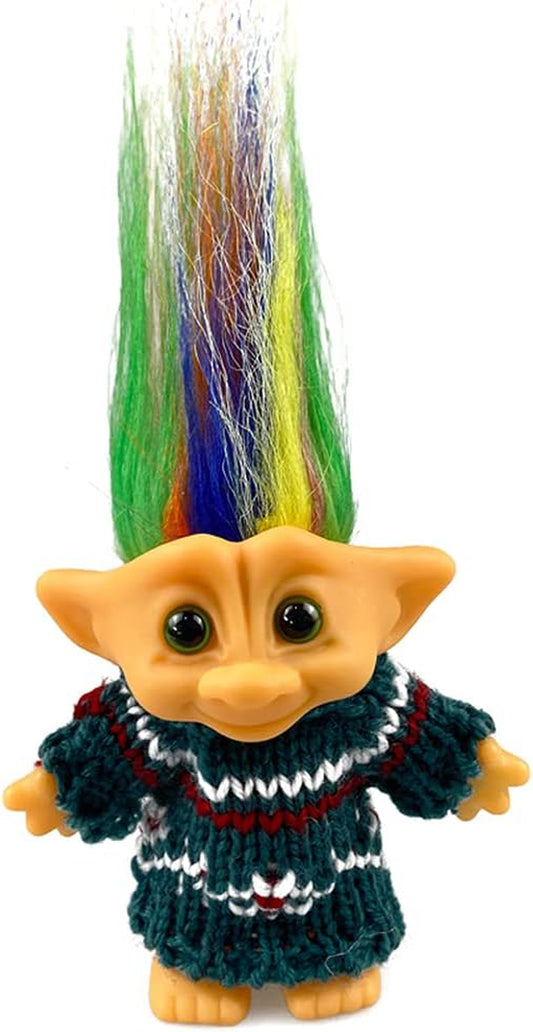 Lucky Troll Dolls,Cute Vintage Troll Dolls Chromatic Adorable for Collections, School Project, Arts and Crafts, Party Favors with Wool Clothes. (Green)