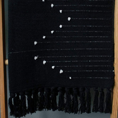 Boho Rug, Boho Kitchen Rug Runner Washable, Boho Bathroom Rug Woven Small Cotton Bohemian Tribal Farmhouse Tassels Bedroom Hallway Moroccan Bath Mat 3'X5', Black