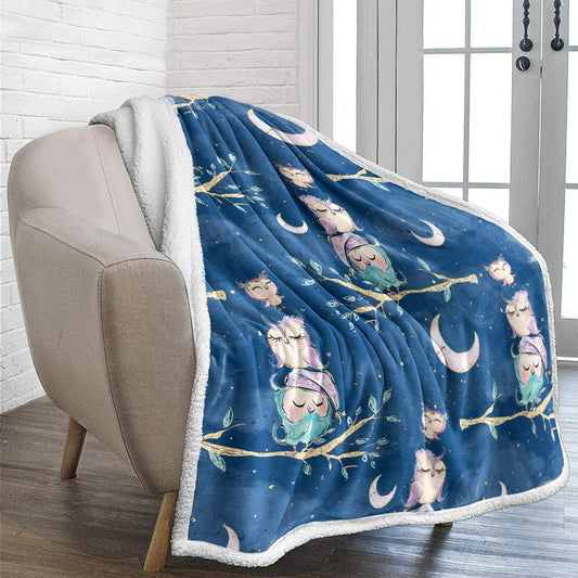Owl Kids Blanket Sherpa Fleece Blanket Throw Size Fuzzy Flannel Blanket for Spring/Summer Soft Fleece Sofa Couch Blanket TV Bed Blanket to Kids 50"X 60"
