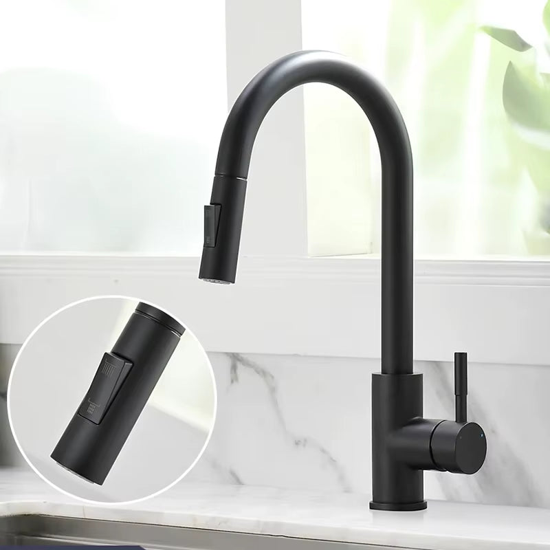 G1/2 Kitchen Faucet Black Surface Water Faucet Kitchen Sink Faucet Pull-Out Kitchen Faucet Single Hole Tap