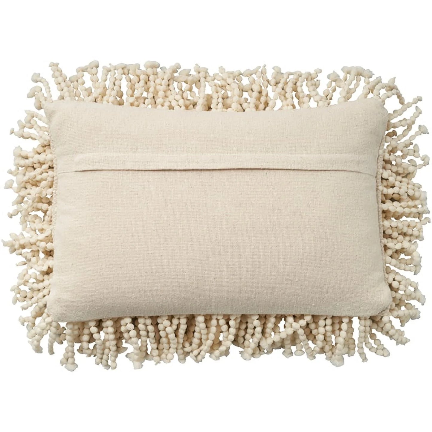 Mina Victory Shag 14X20" Cotton Skinny Fugga Throw Pillow in Ivory
