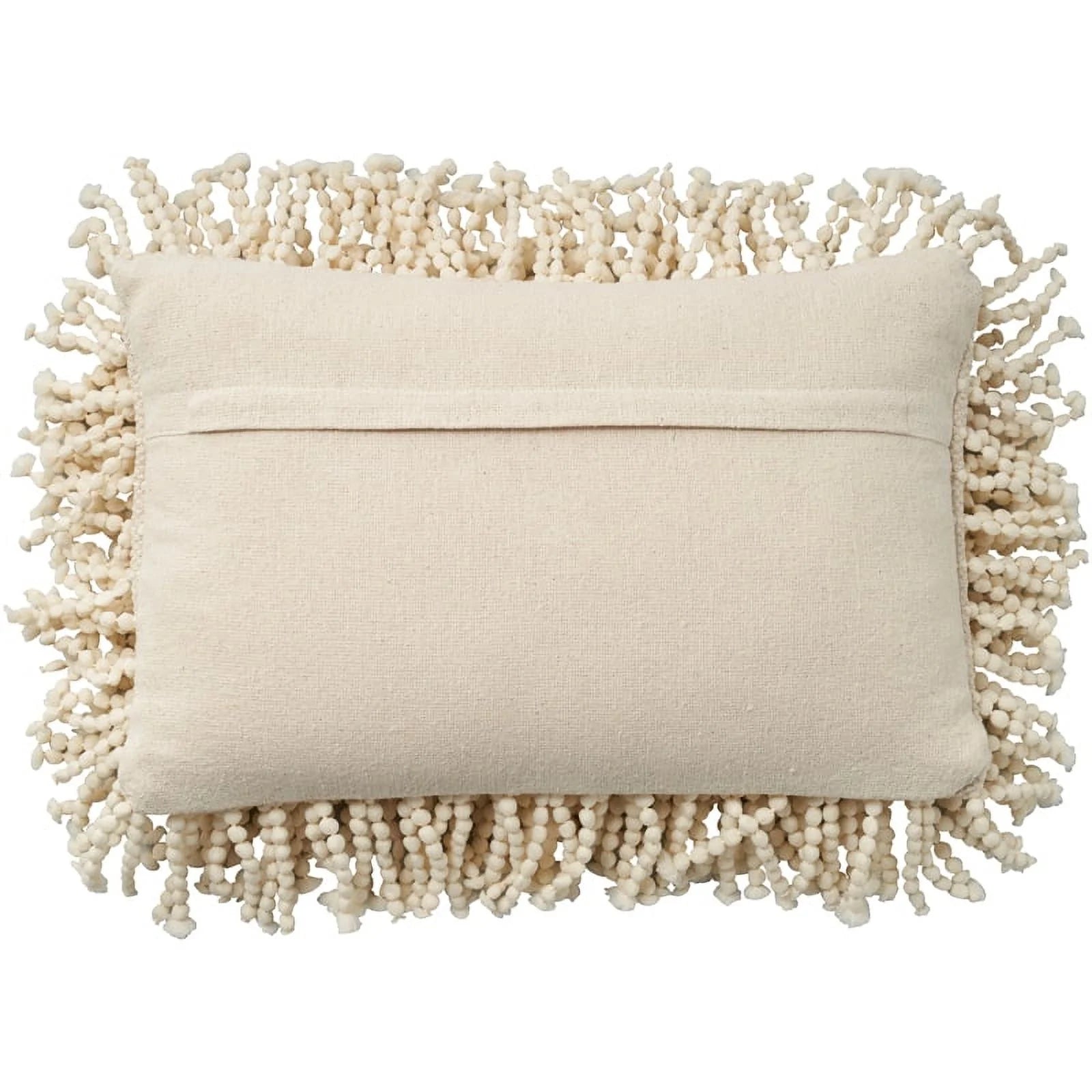 Mina Victory Shag 14X20" Cotton Skinny Fugga Throw Pillow in Ivory