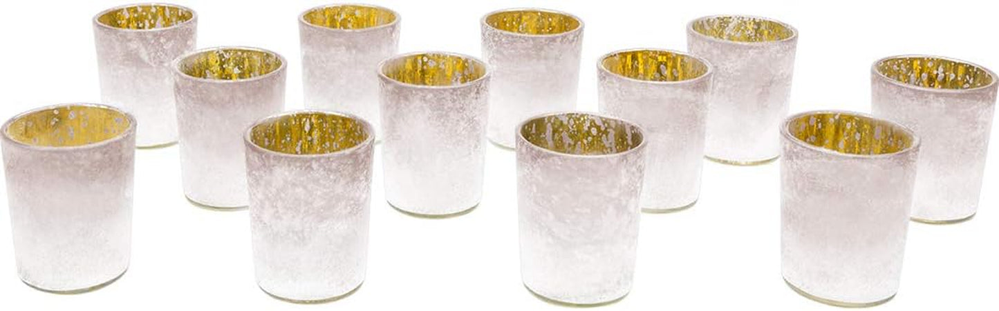 2.6" Tall Mauve Frosted Ombre Mercury Glass Votive Candle Holders Set of 12 Frosted Glass