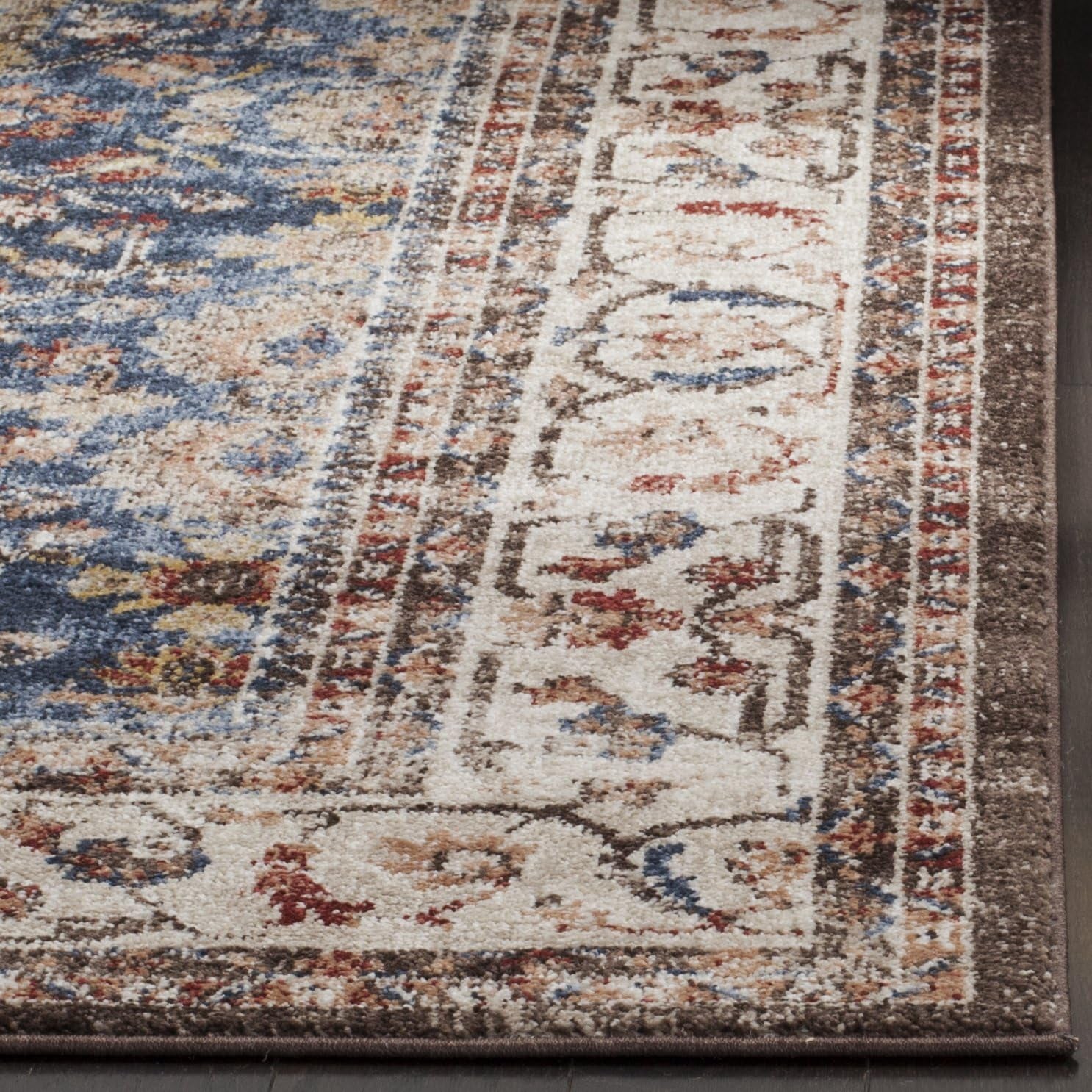 Bijar Collection 2'3" X 12' Royal / Ivory BIJ650B Traditional Oriental Distressed Non-Shedding Living Room Bedroom Runner Rug