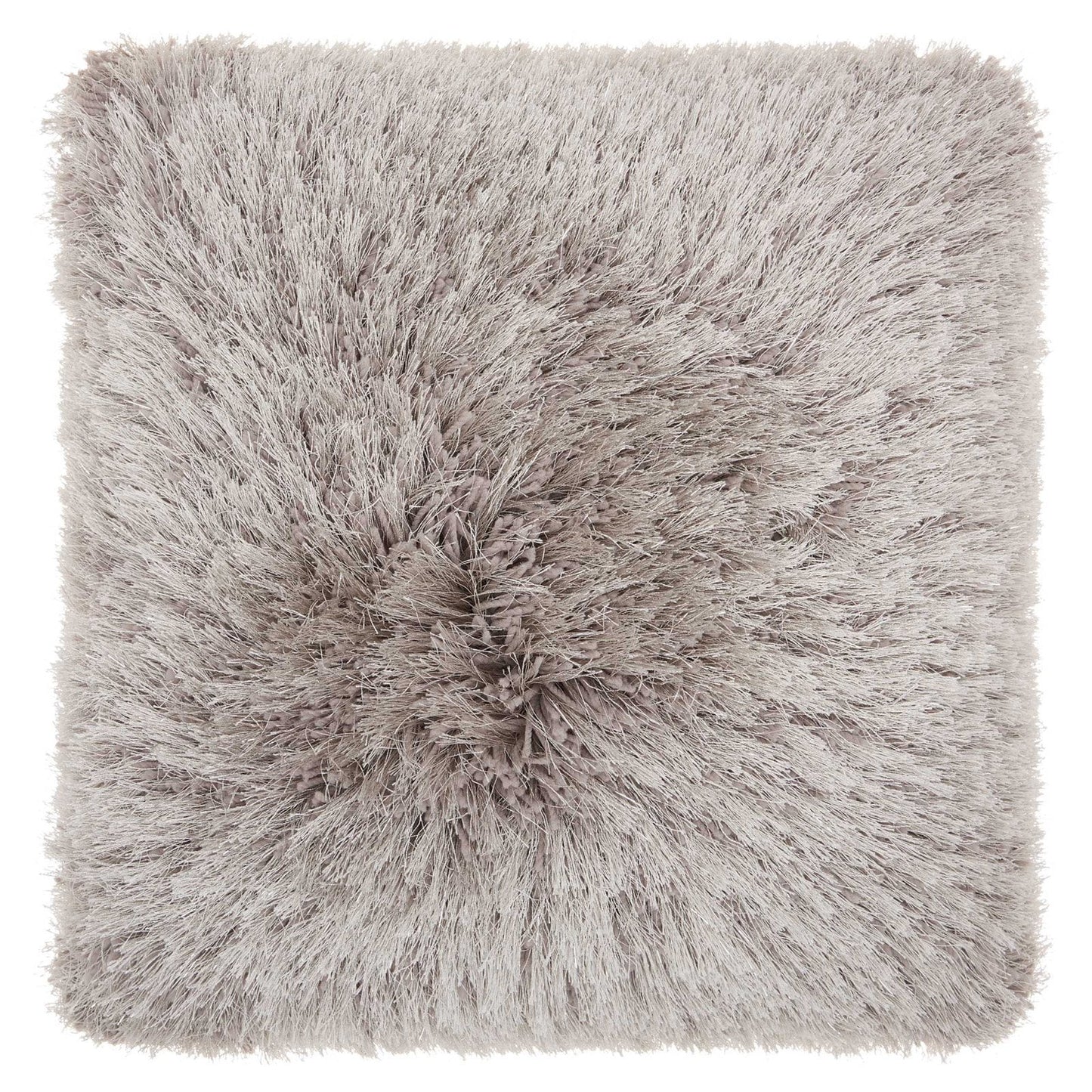 Yarn Shimmer Shag Decorative Throw Pillow, 17" X 17", Light Grey