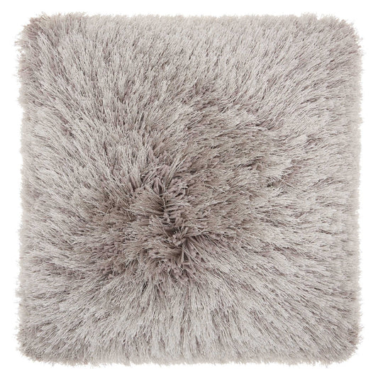 Yarn Shimmer Shag Decorative Throw Pillow, 17" X 17", Light Grey