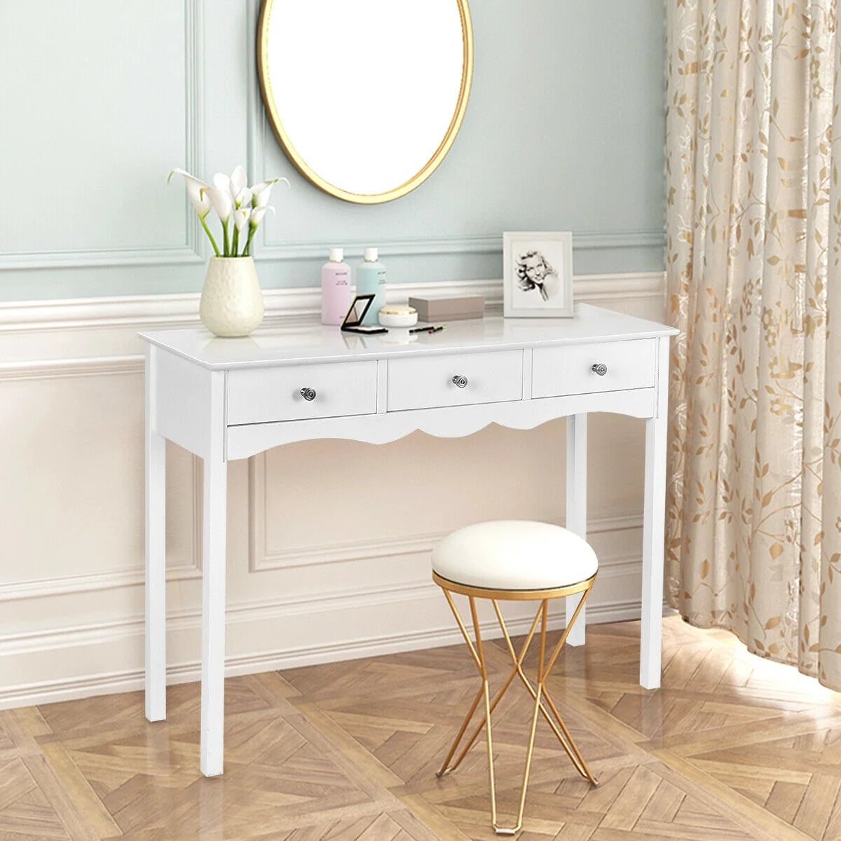 Console Table Hall Table Side Table Desk Accent Table 3 Drawers Entryway White