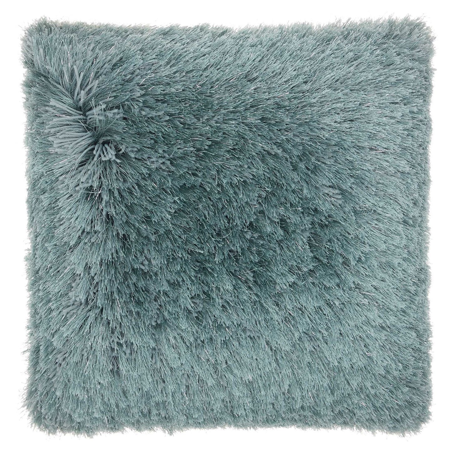 Yarn Shimmer Shag Decorative Throw Pillow, 17" X 17", Light Grey