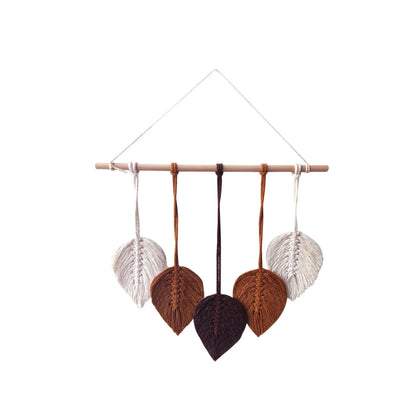 Wall Hanging Feather Boho Wall Decorwoven Leaf Tassels Decoration Cotton Ornaments Tapestry Room Decor for Bedroom Living Room Apartment Porch ,