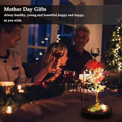 Mom Gifts for Mothers Day Rose Gifts for Mom Women Wife Girlfriend Grandma Her, Glass Artificial Forever Roses Flowers Beauty and the Beast Light Rose Present Decor for Valentines Day Thanksgiving