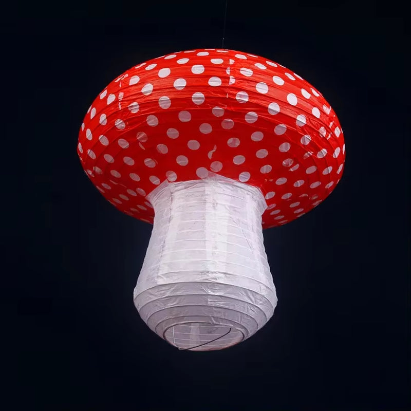 Mushroom Paper Lanterns Hanging 3D Mushroom Ornament Backdrop for Forest Jungle Wonderland Themed Birthday Party Decor