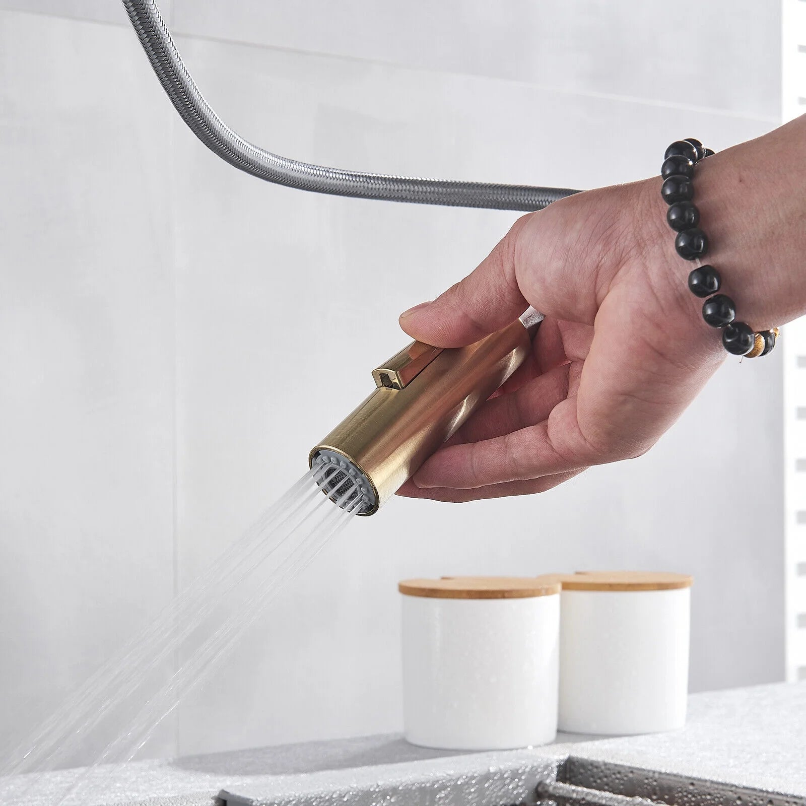 Brushed Gold Kitchen Faucet  Sensitive Touch Control Sink Faucet