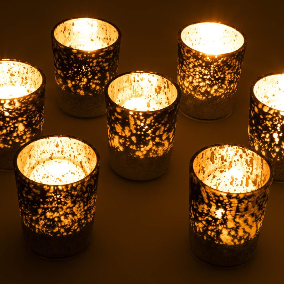 2.6" Tall Mauve Frosted Ombre Mercury Glass Votive Candle Holders Set of 12 Frosted Glass