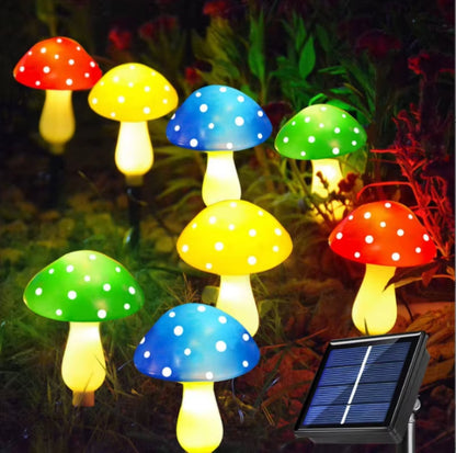 8Pcs Red LED Solar Mushroom Light Outdoor Garden Decor Waterproof Fairy Light Solar String Light Pathway Lawn Lamp Garden Light