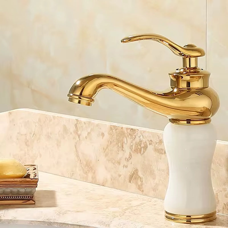Bathroom Faucet Brass and Jade Faucet Bathroom Basin Faucet Sink Mixer Tap Gold Sink Faucet Bath Basin Sink Faucet
