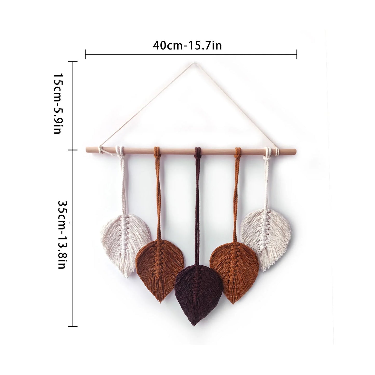 Wall Hanging Feather Boho Wall Decorwoven Leaf Tassels Decoration Cotton Ornaments Tapestry Room Decor for Bedroom Living Room Apartment Porch ,